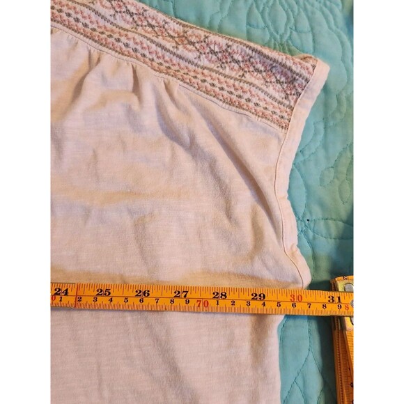 Pure J Jill Womens 3X Cream Colored Banded Embroidered Tee Cap Sleeve Top Shirt - Picture 7 of 8
